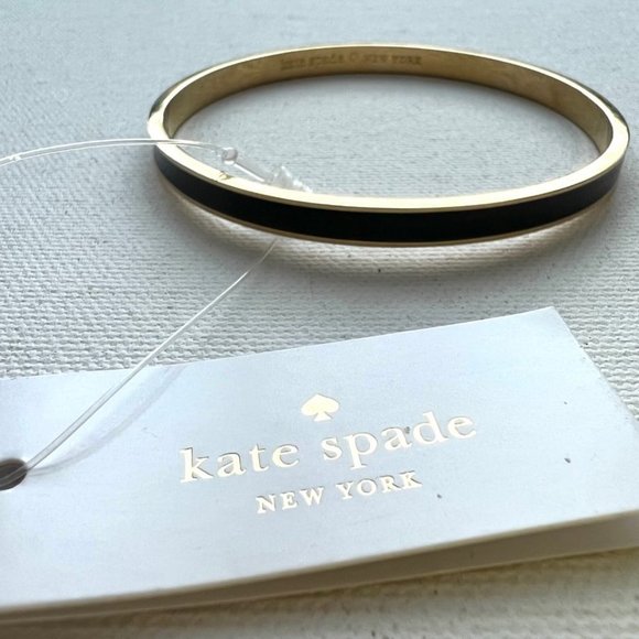 Kate Spade Idiom  Collection "Draw the Line" Bangle Bracelet Black / Gold - Picture 4 of 6